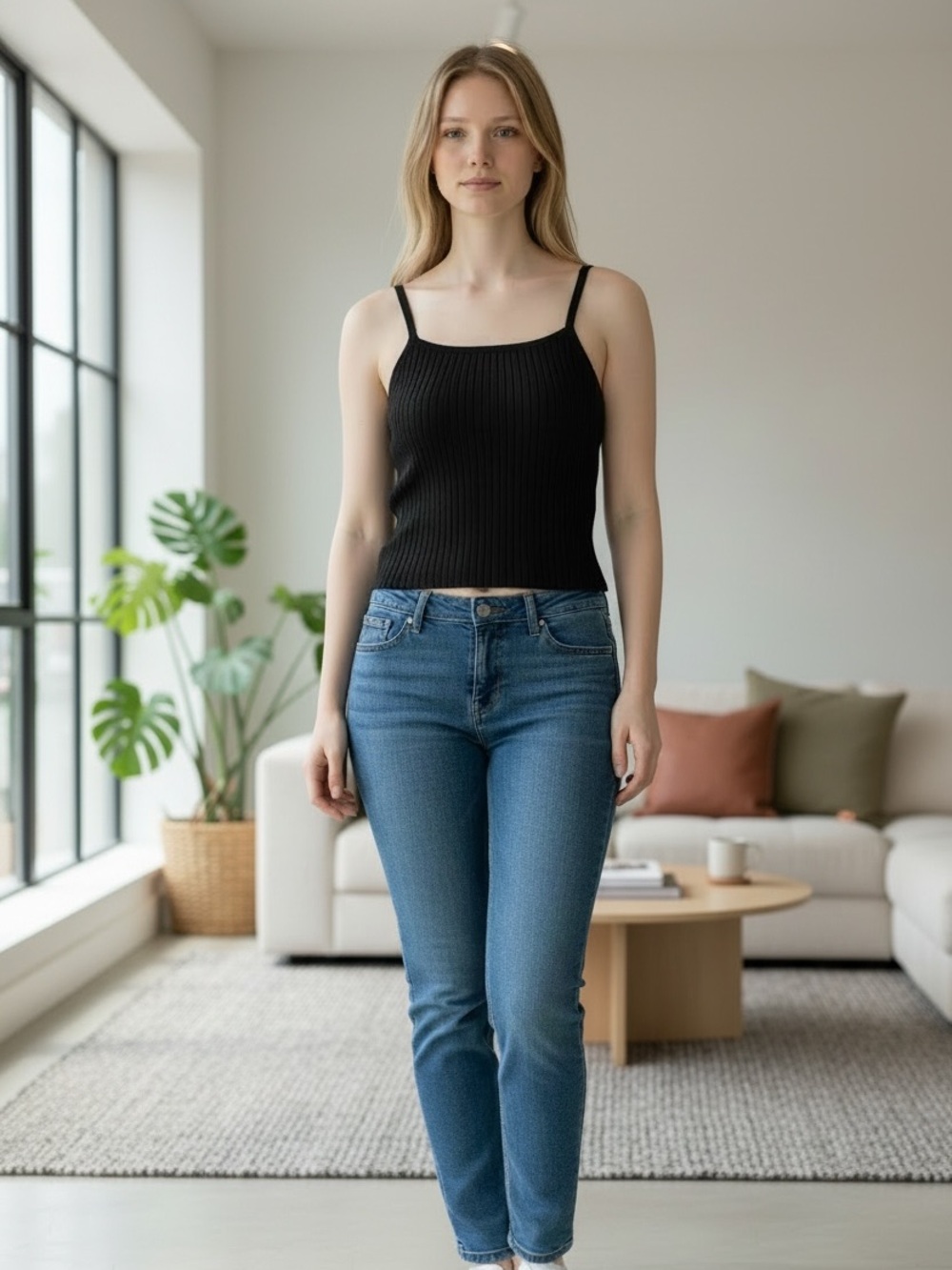 NWT Black Ribbed Spaghetti Strap Tank Top